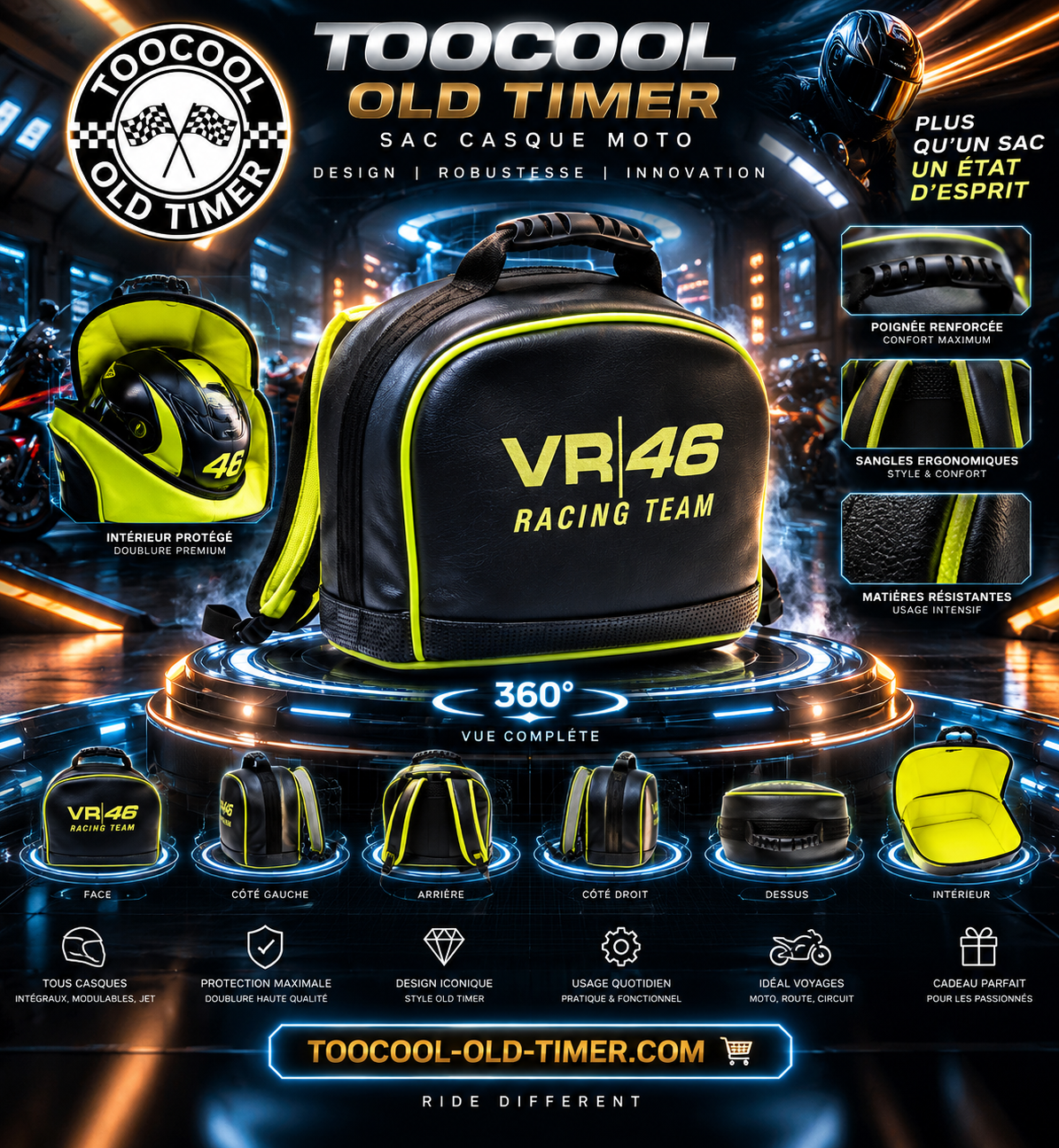 Logo TOOCOOL OLD TIMER sacs à casque moto