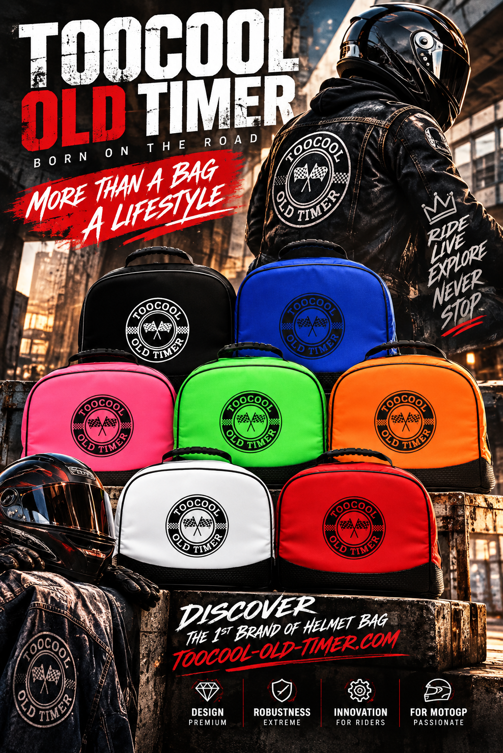 Logo TOOCOOL OLD TIMER sacs à casque moto